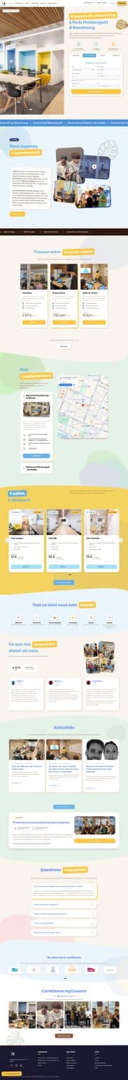 Refonte du site myCowork : page d'accueil des espaces de coworking à Montorgueil et Beaubourg